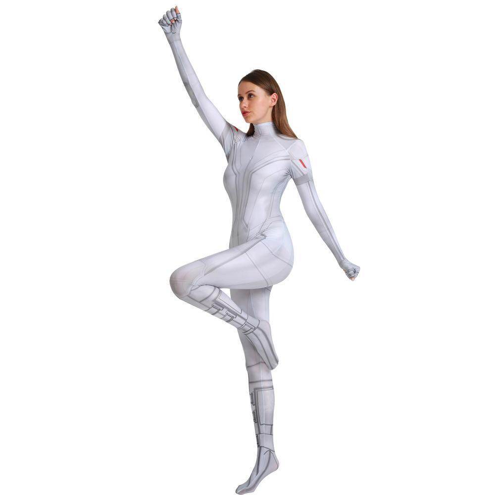Black Widow White Cosplay Costume Zentai Bodysuit for Halloween Party - Ecosfun