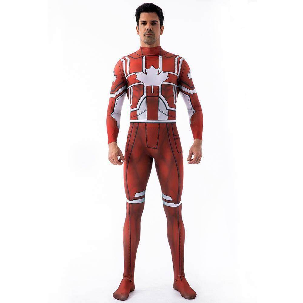 Captain Canuck Cosplay Costumes Jumpsuit Superhero Halloween Tights Zentai For Adult Kids - Ecosfun