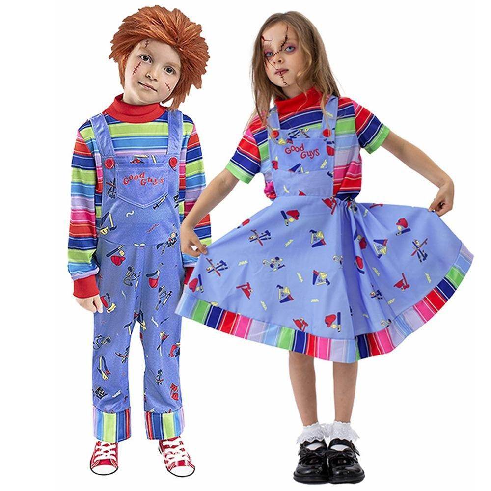 child's kids Chucky Costume Boy Jumpsuit Girls Dress stage Halloween - Ecosfun