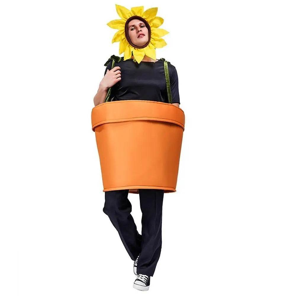 funny sun flower potted plant Festival Performance Stage Cosplay Costume for Adult - Ecosfun