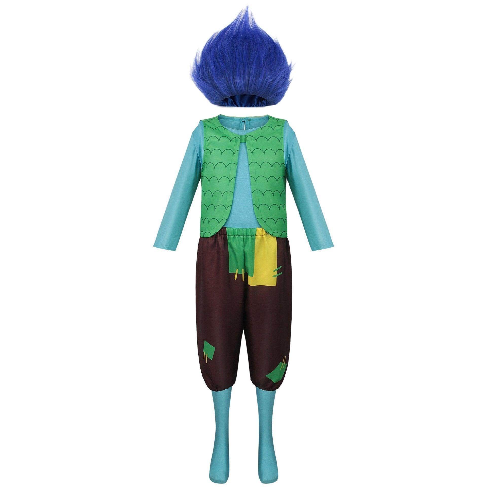 Girl Poppy Dress And Boy Branch Costume Wig Trolls 2 World Tour Cosplay For Kids Adult - Ecosfun