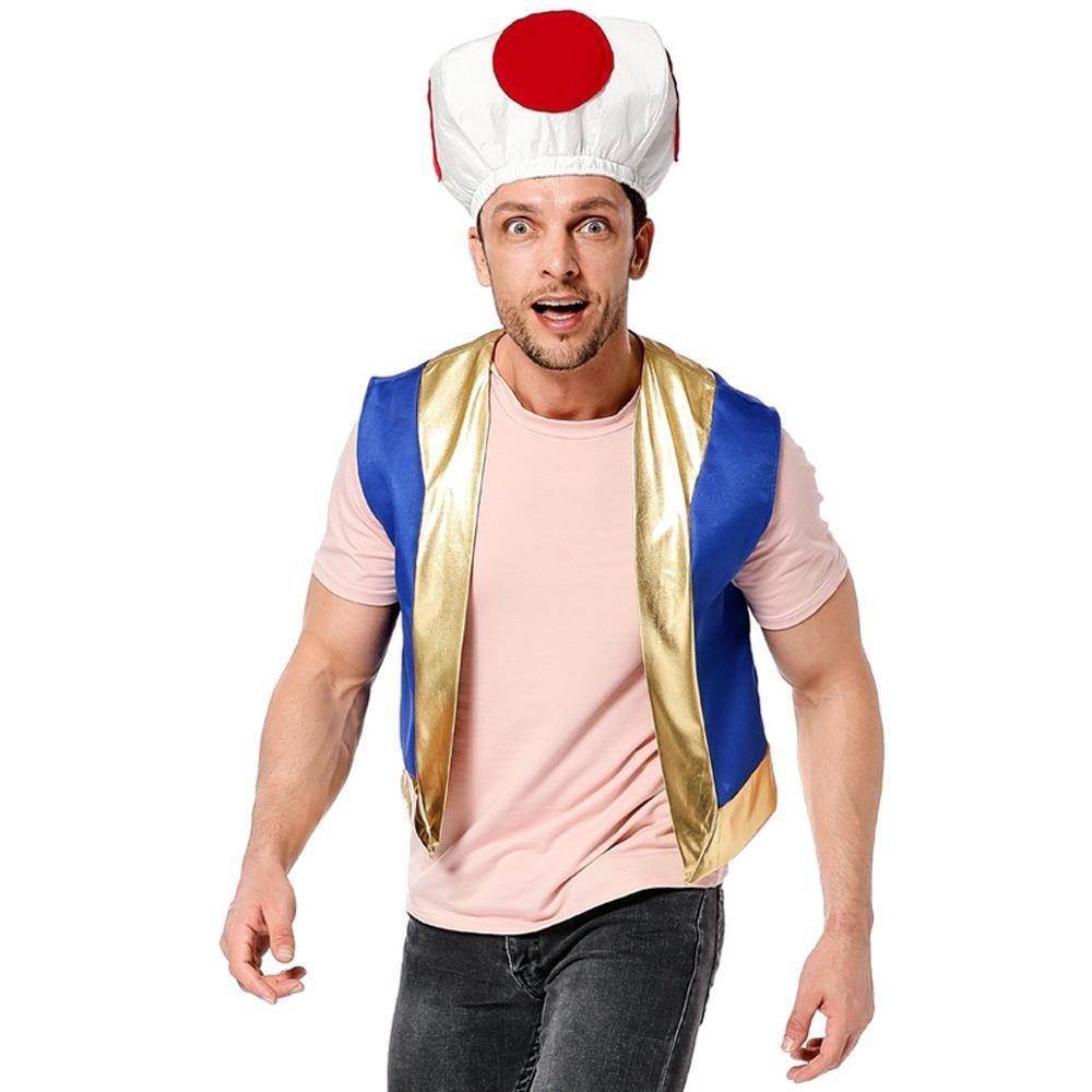 Halloween Mushroom Kingdom Red Dot Mushroom Head Captain Chino Acting Prop Costume - Ecosfun