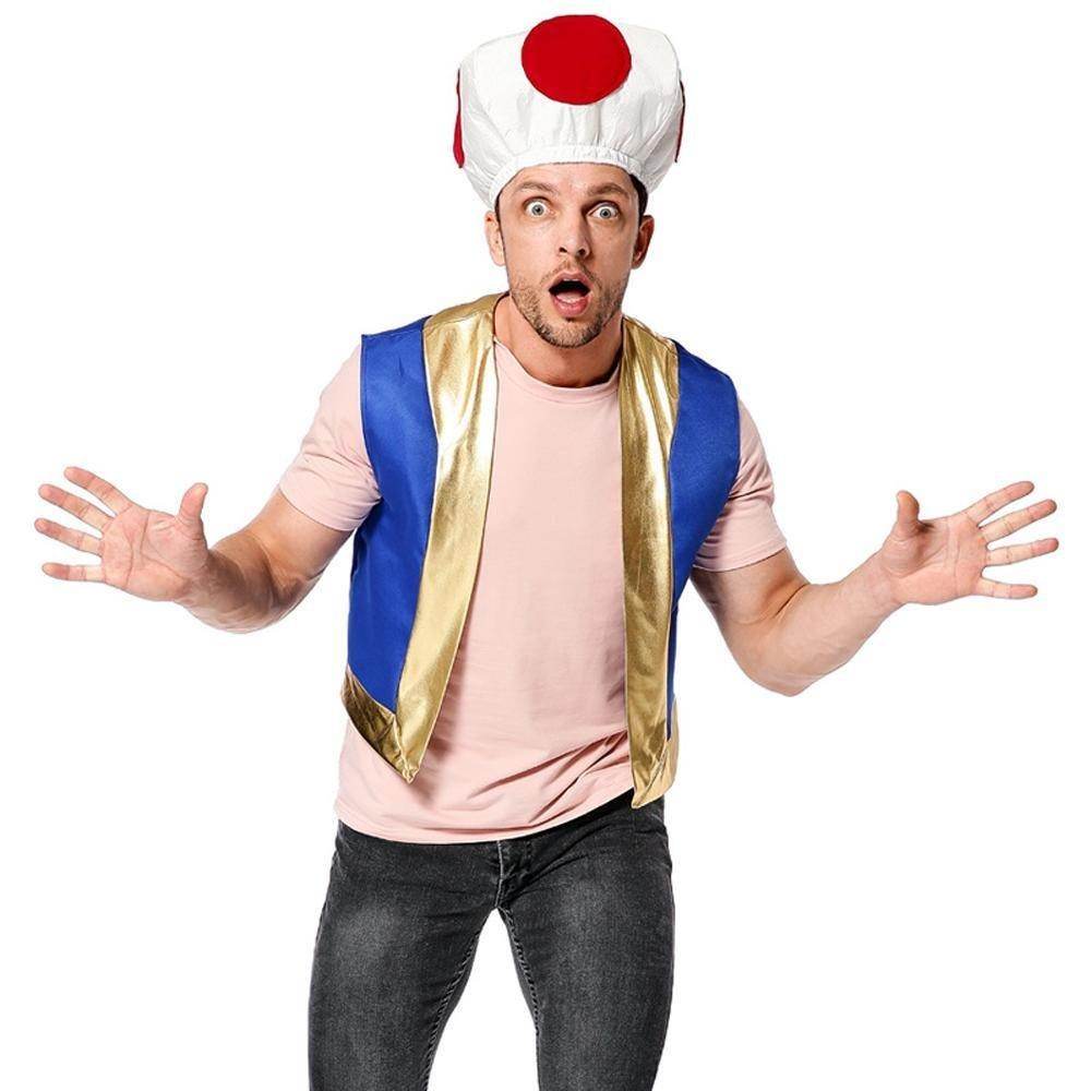 Halloween Mushroom Kingdom Red Dot Mushroom Head Captain Chino Acting Prop Costume - Ecosfun