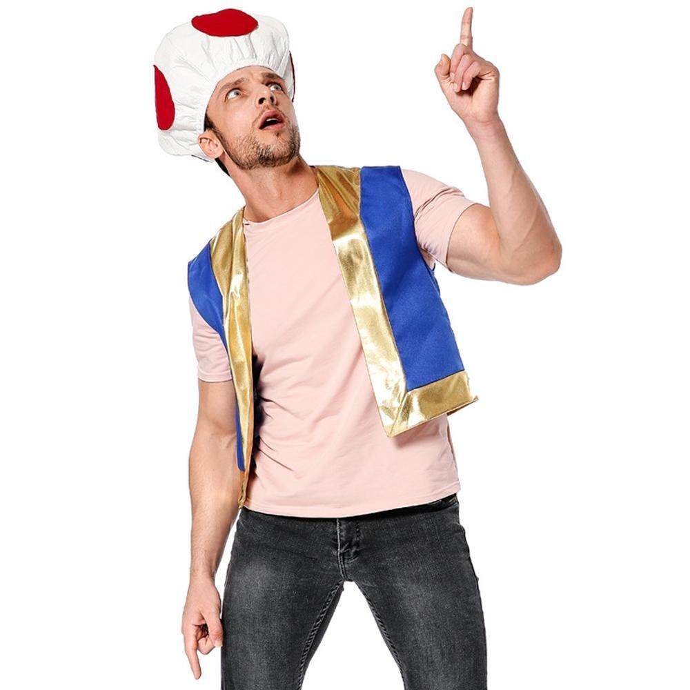 Halloween Mushroom Kingdom Red Dot Mushroom Head Captain Chino Acting Prop Costume - Ecosfun