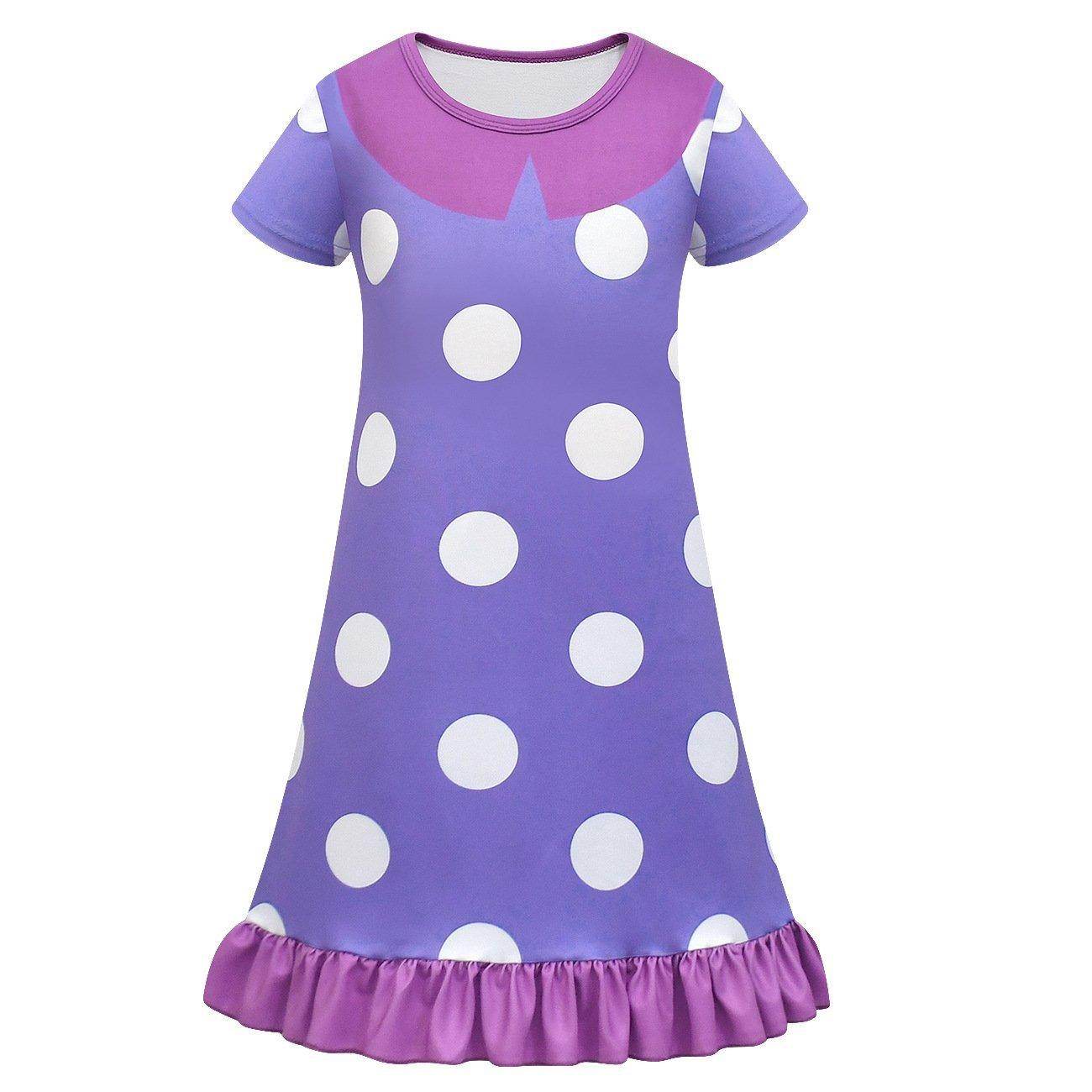 Inside Out Cosplay Costume Ruffle Nightgown for Girls Kids' Homewear Dress with Bag - Ecosfun