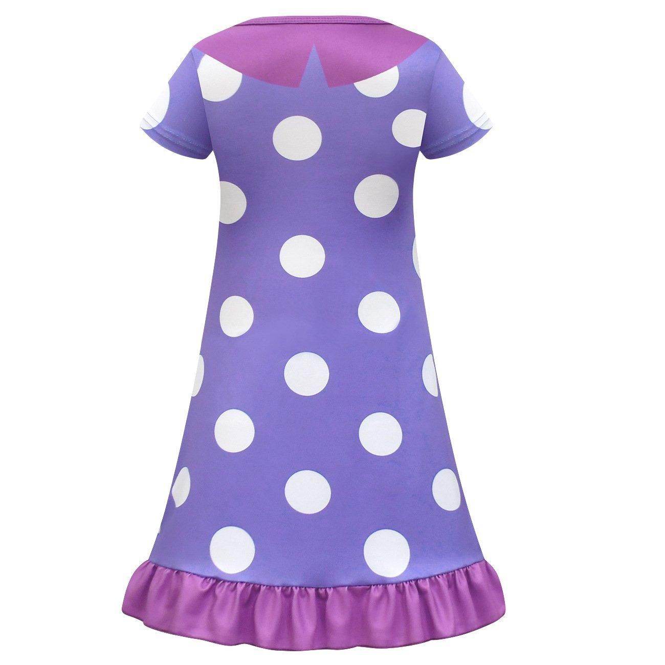 Inside Out Cosplay Costume Ruffle Nightgown for Girls Kids' Homewear Dress with Bag - Ecosfun