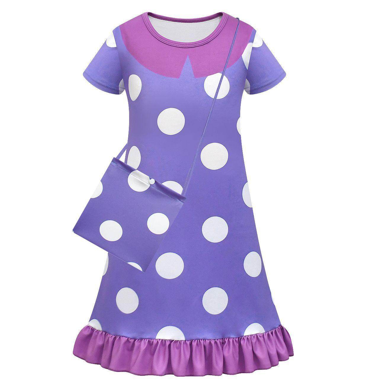 Inside Out Cosplay Costume Ruffle Nightgown for Girls Kids' Homewear Dress with Bag - Ecosfun