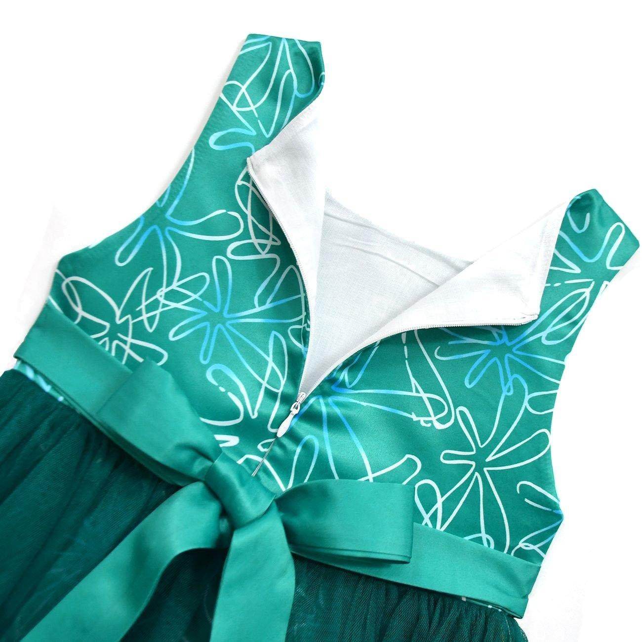 Kids' Inside Out Disgust Tutu Dress Cosplay Princess Gown with Bag and Mask - Ecosfun