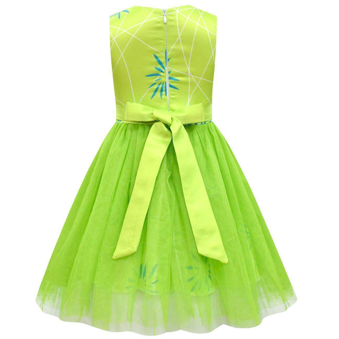 Kids' Inside Out Joy Tutu Dress Costume Cosplay Princess Gown with Bag and Mask - Ecosfun