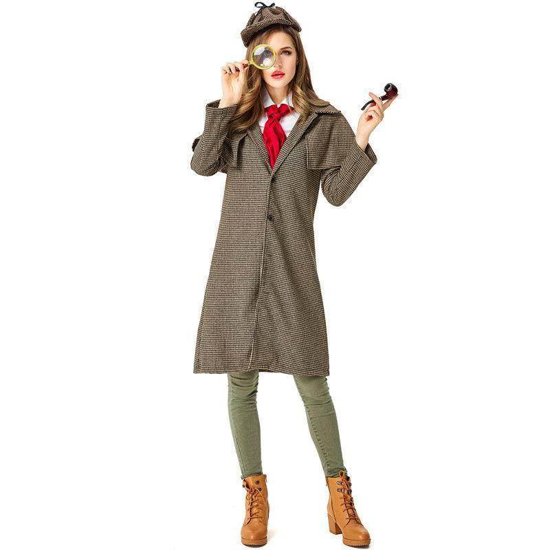 Lady Sherlock Holmes Cosplay Costume Halloween Coat Outfits Women - Ecosfun