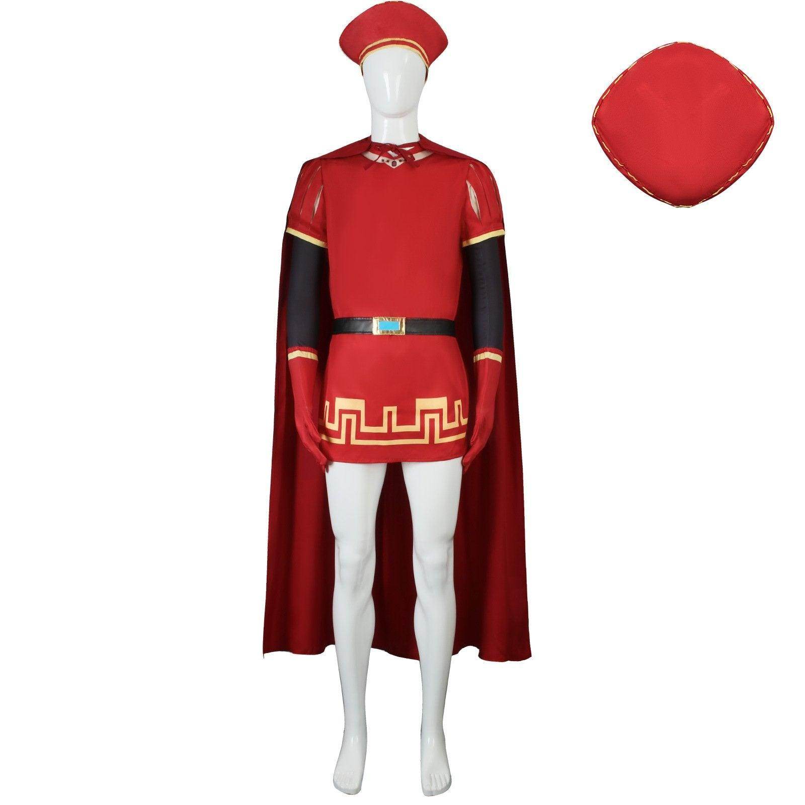 Lord Farquaad Halloween Cosplay Costume Shrek Red Robe Cape - Ecosfun