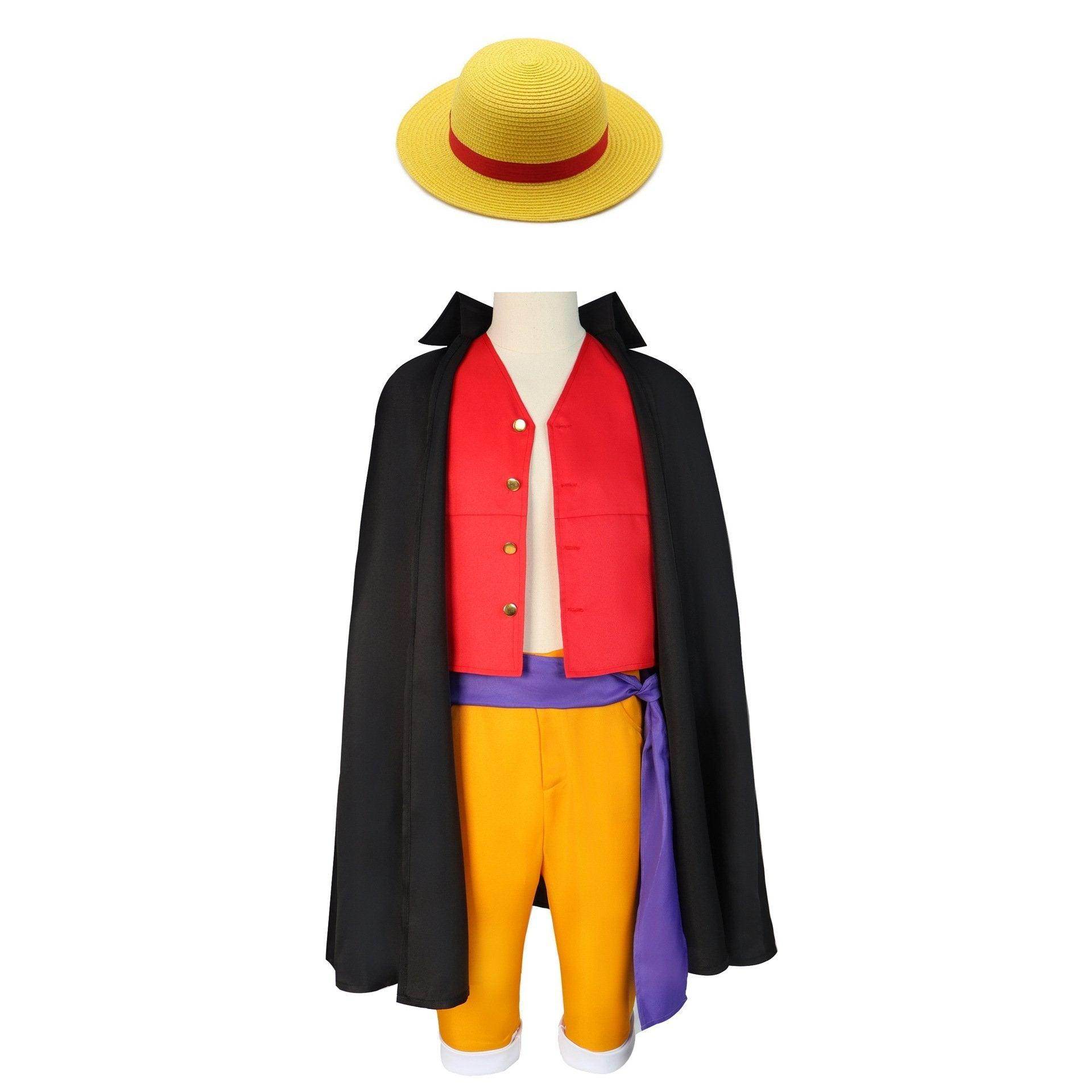 one picece luffy costume Anime Cosplay with straw hat Whole Set - Ecosfun