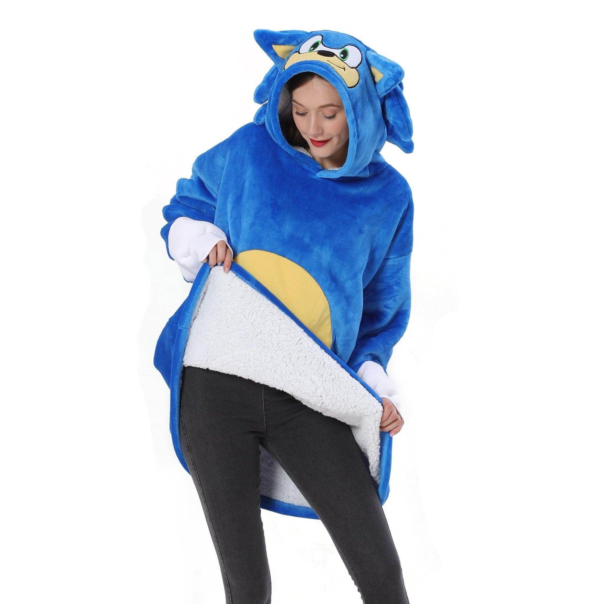 The Hedgehog Sonic Sonic Keep Warm Costume Cozy Cartoon Lazy TV Blanket - Ecosfun