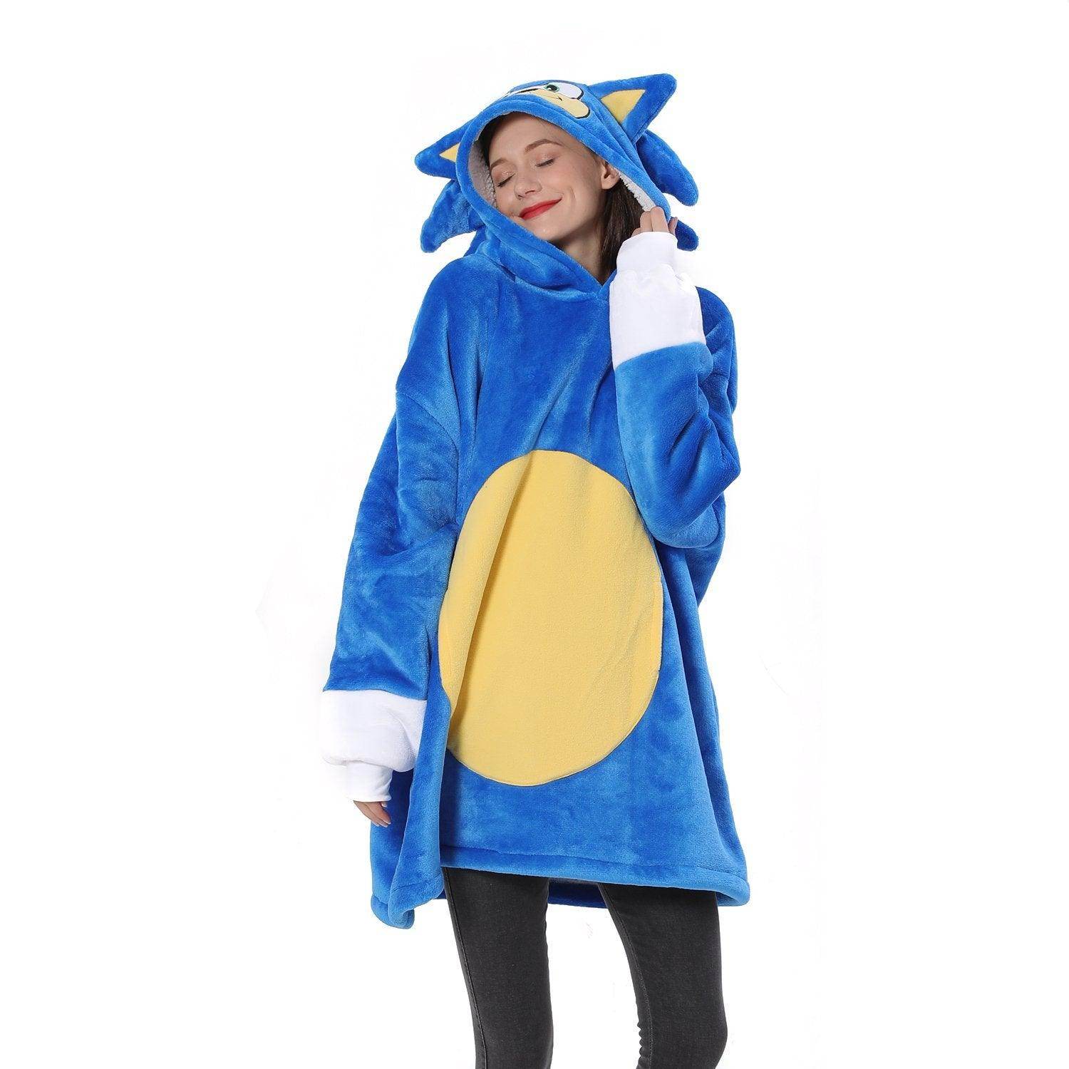 The Hedgehog Sonic Sonic Keep Warm Costume Cozy Cartoon Lazy TV Blanket - Ecosfun