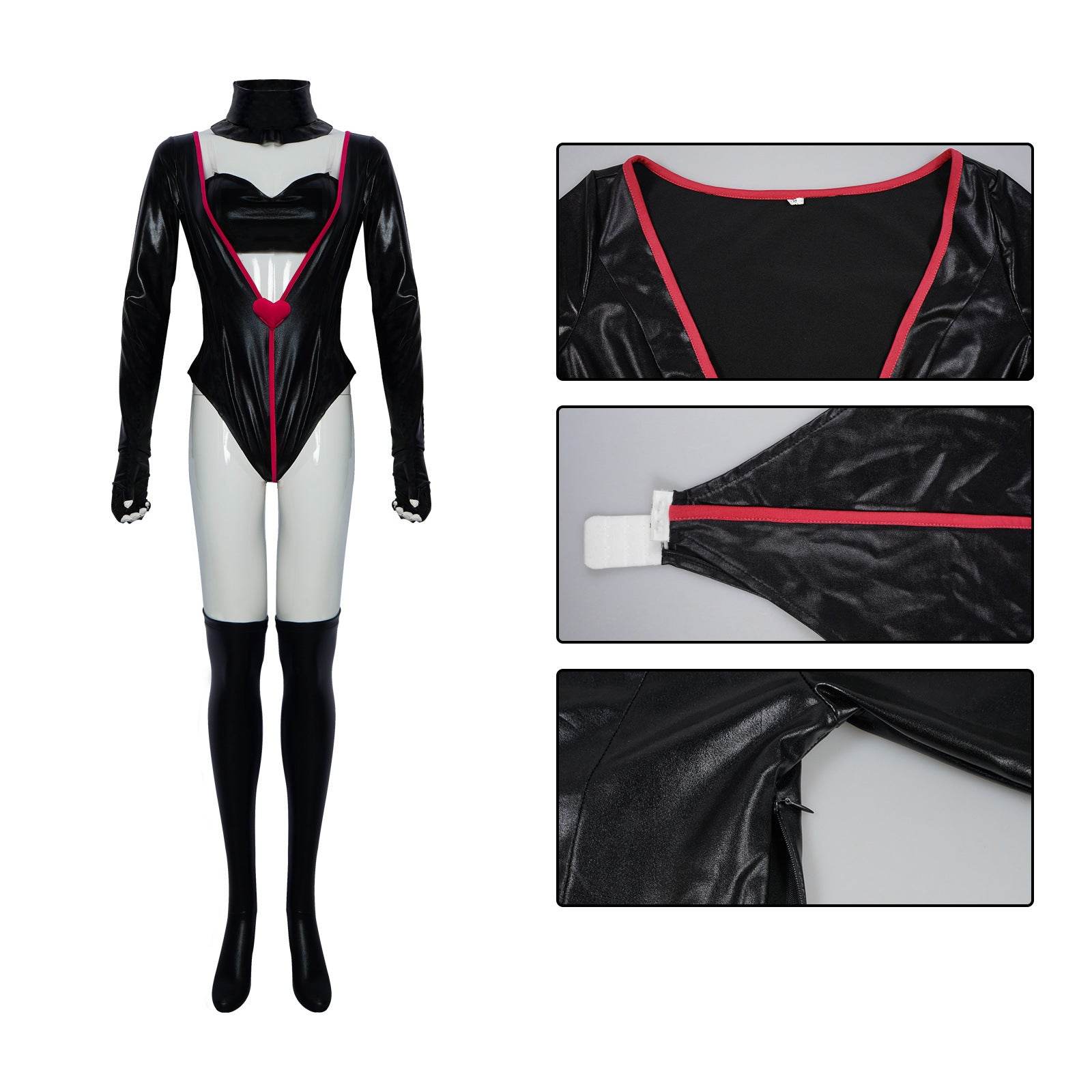 Hazbin Hotel An gel Dust Poison Cosplay Costume Black Leather Jumpsuit Party Carnival - Ecosfun