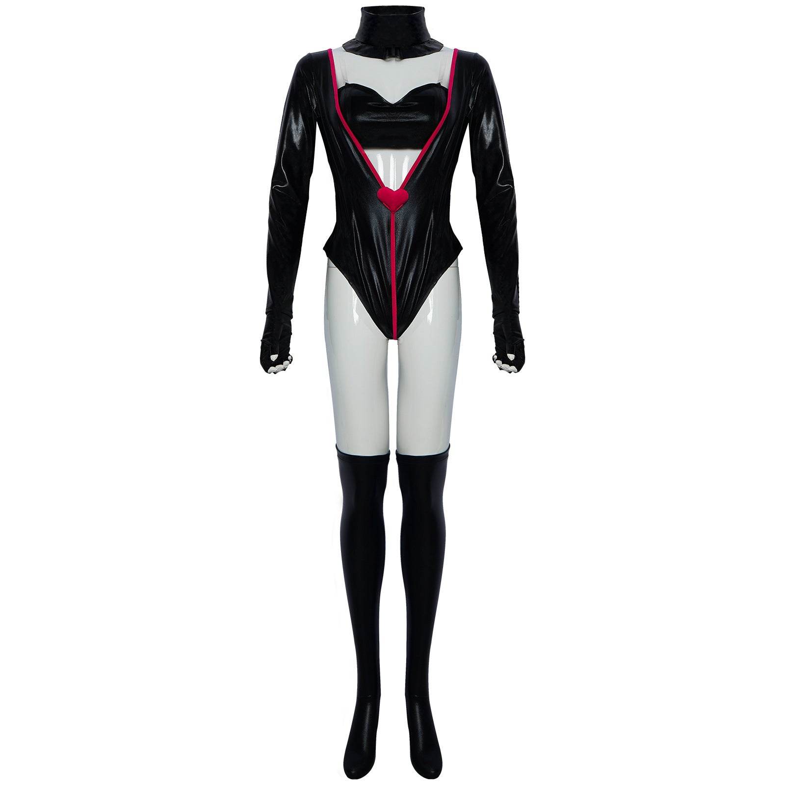 Hazbin Hotel An gel Dust Poison Cosplay Costume Black Leather Jumpsuit Party Carnival - Ecosfun