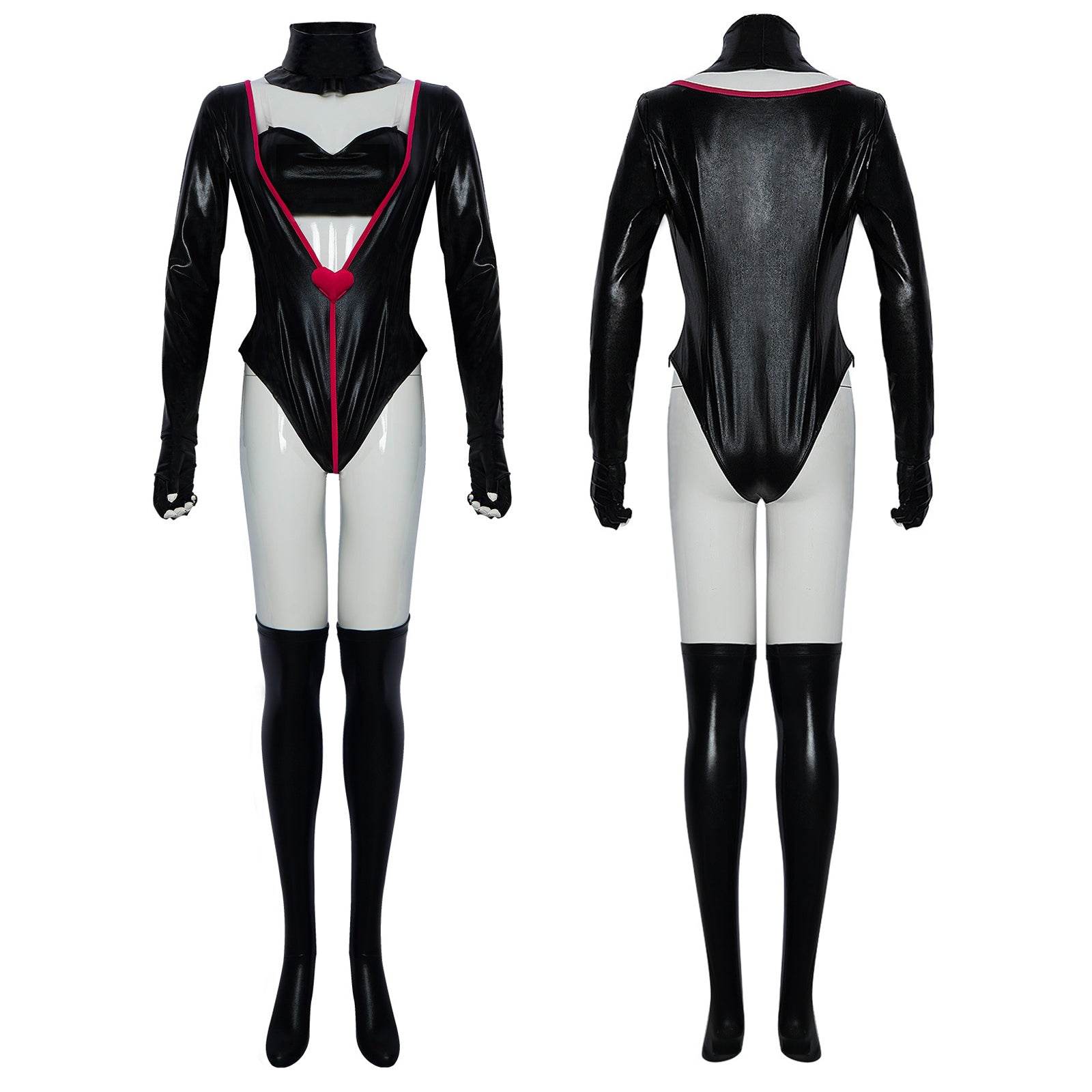 Hazbin Hotel An gel Dust Poison Cosplay Costume Black Leather Jumpsuit Party Carnival - Ecosfun