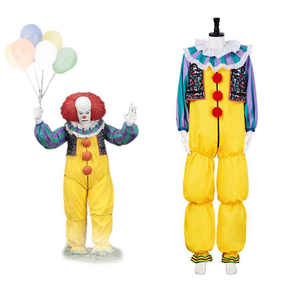 1990 Horror Movie IT The Clown Killer Pennywise Costume Cosplay Outfit Halloween - Ecosfun