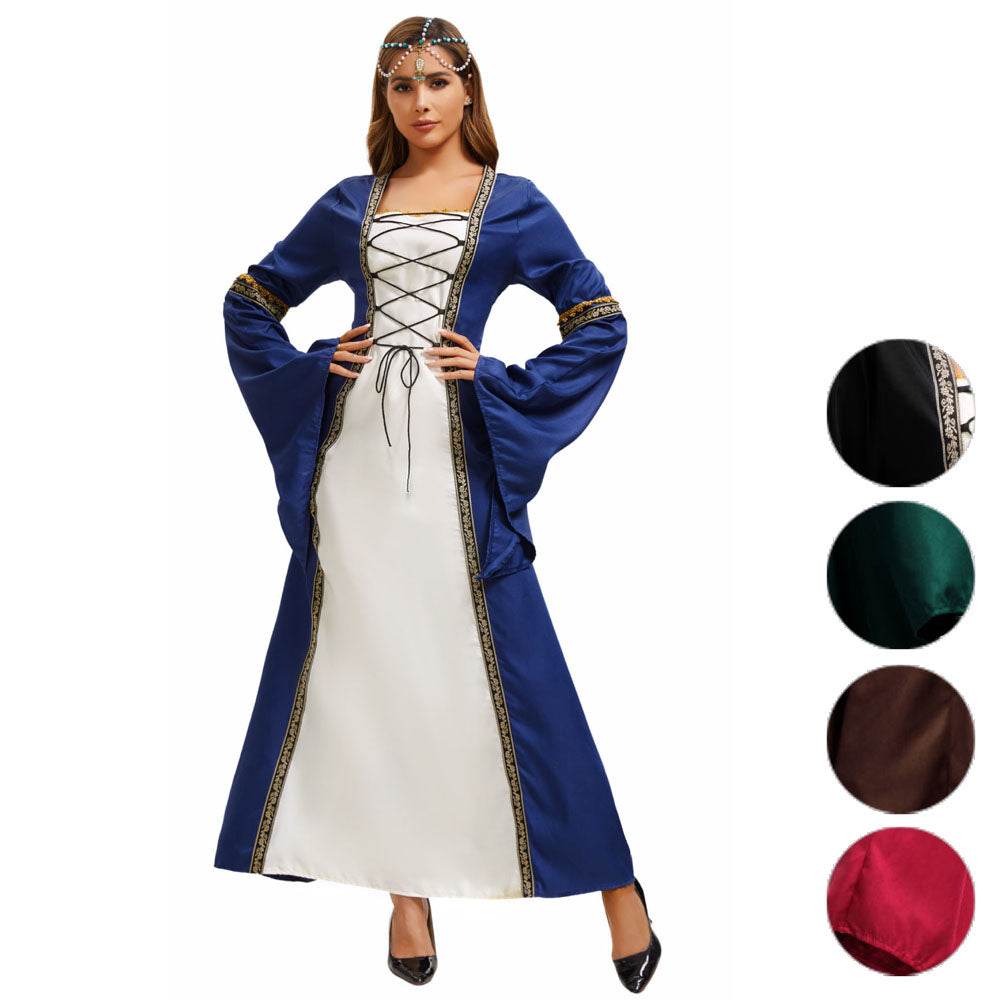 Gothic Retro Medieval Court Women Dresses Robe trumpet Long Sleeve - Ecosfun