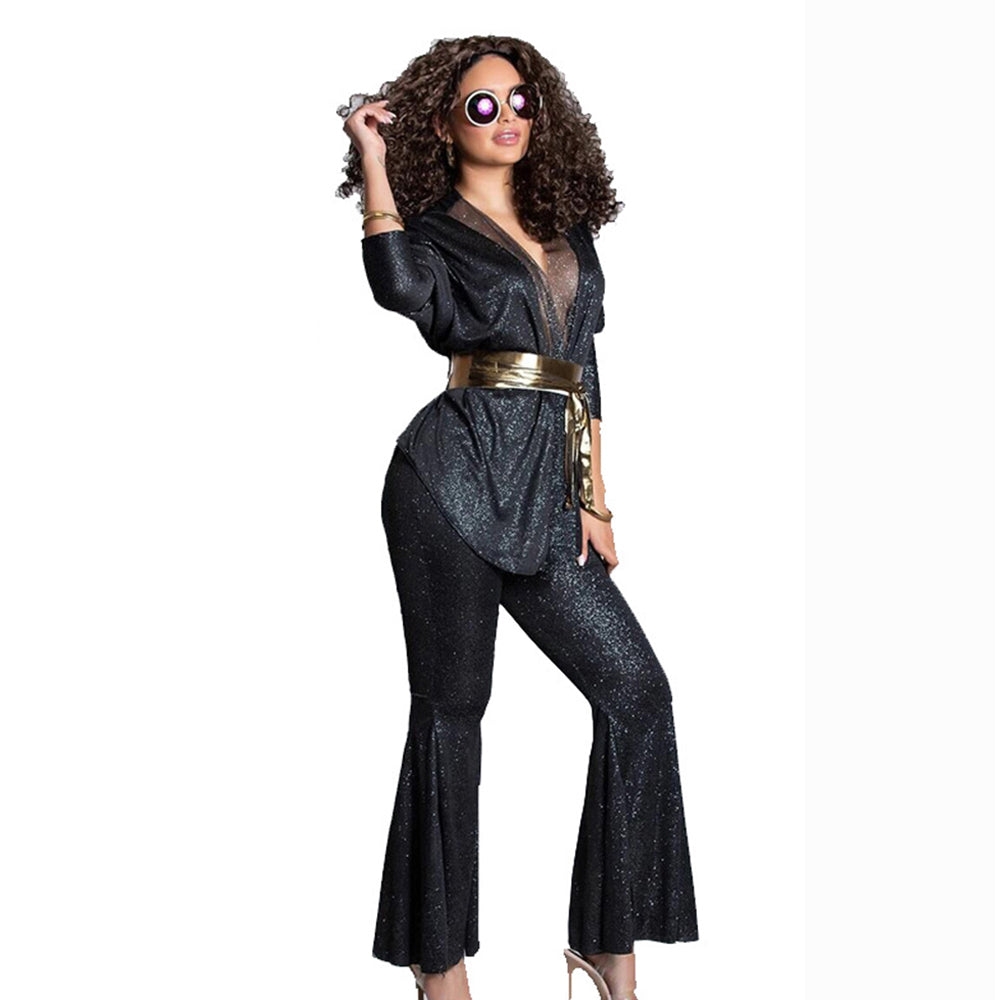 Hip Hop Rock Hippie 70s Costumes Cosplay Halloween Carnival Jumpsuit Female