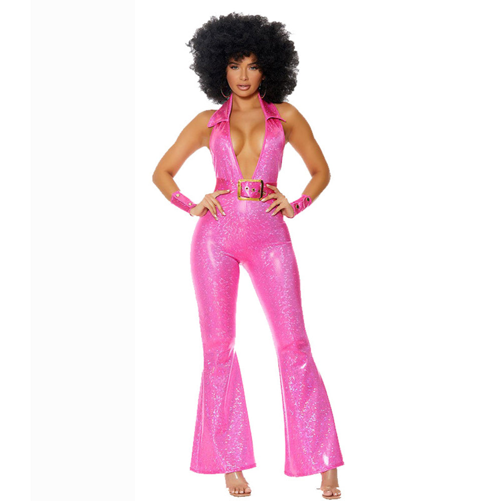 Hip Hop Rock Hippie 70s Costumes Cosplay Halloween Carnival Jumpsuit Female