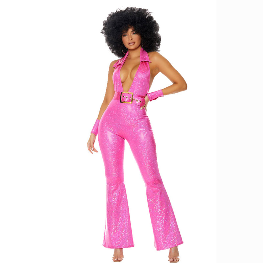Hip Hop Rock Hippie 70s Costumes Cosplay Halloween Carnival Jumpsuit Female
