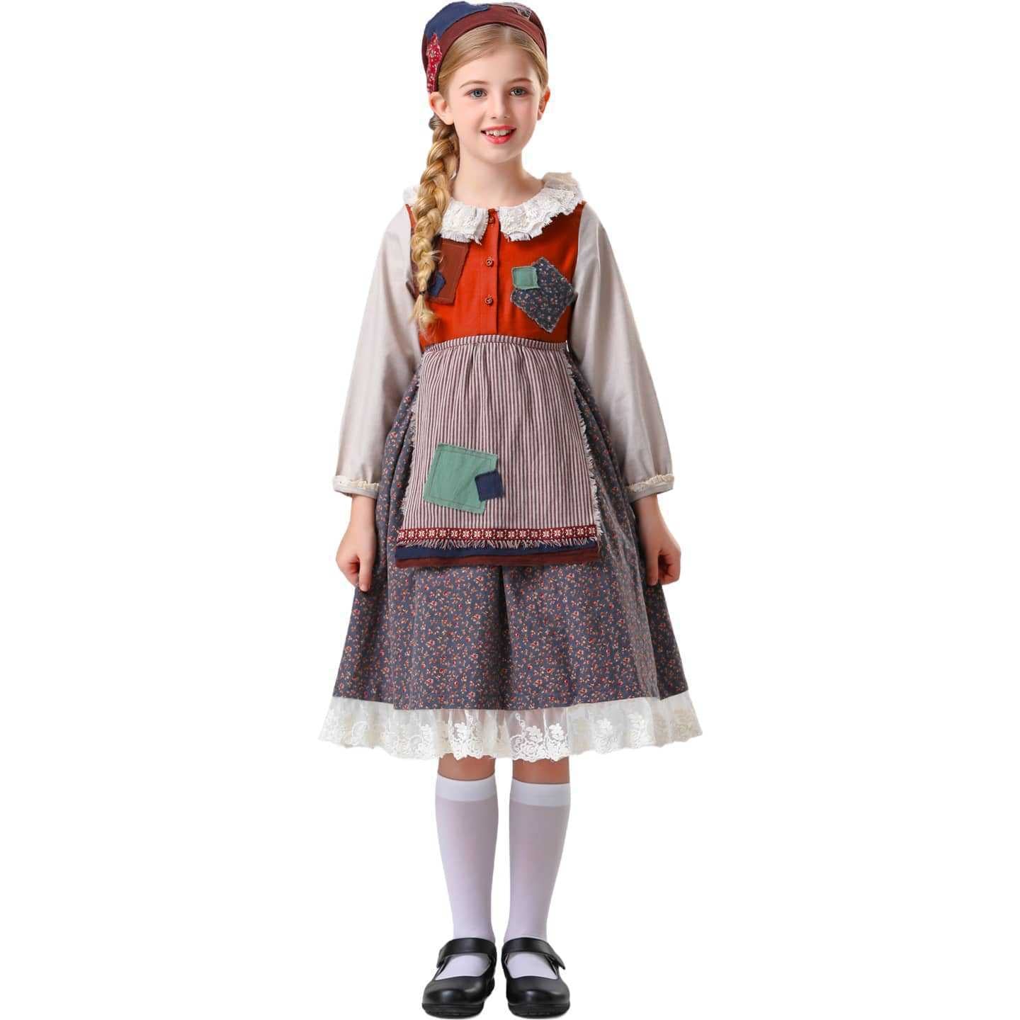 Kids The Little Match Girl Maid Costume Dress Funny Party Halloween