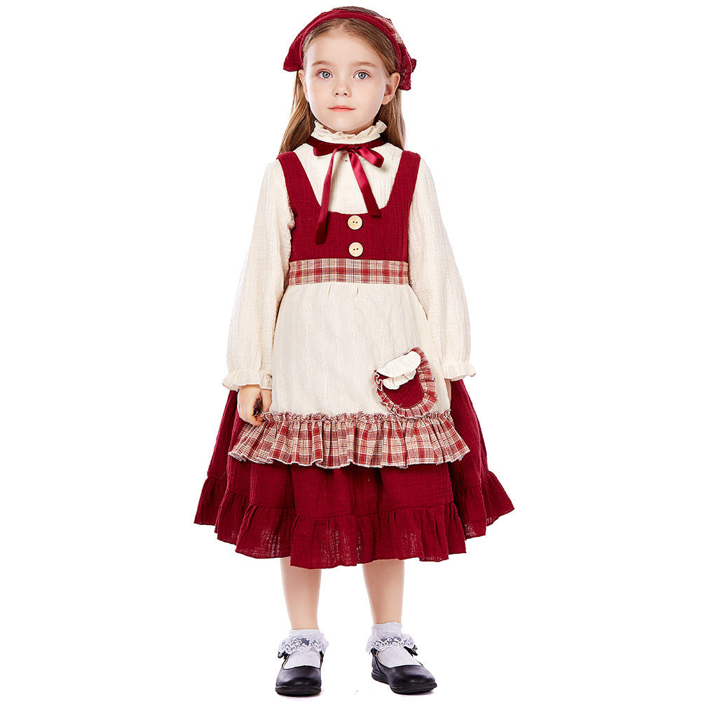 Kids The Little Match Girl Maid Oktoberfest Costume Dress Halloween
