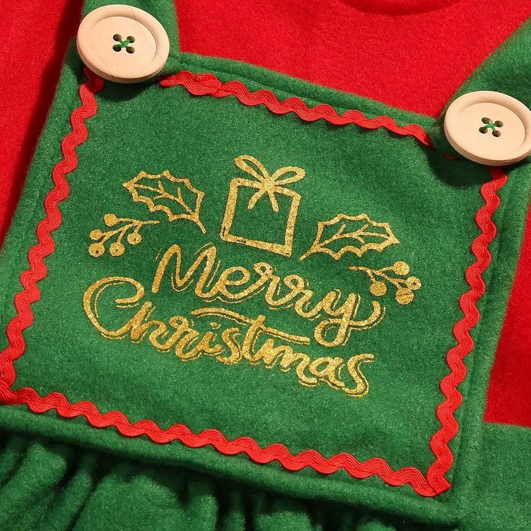 Elf Costume for Girls Boy Kids Christmas Party Dress Outfit - Ecosfun
