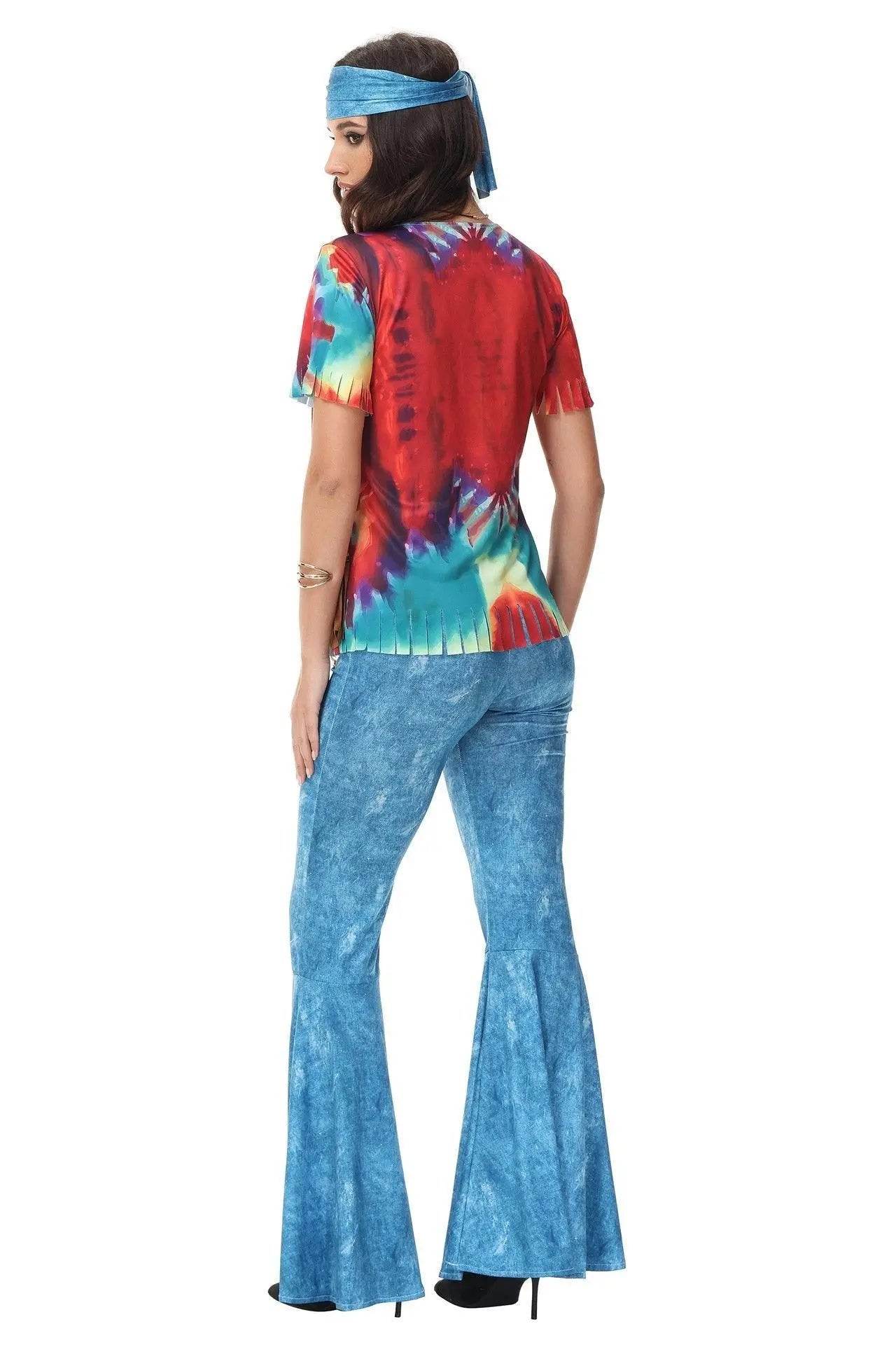 Halloween cosplay Adult retro 70s disco Hippie Fancy Dress Costume - Ecosfun