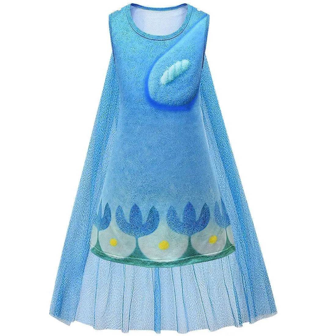 Kids Girl Trolls 2 World Tour Poppy Costume Cosplay ZenTai Short Sleeve Cape Dress - Ecosfun