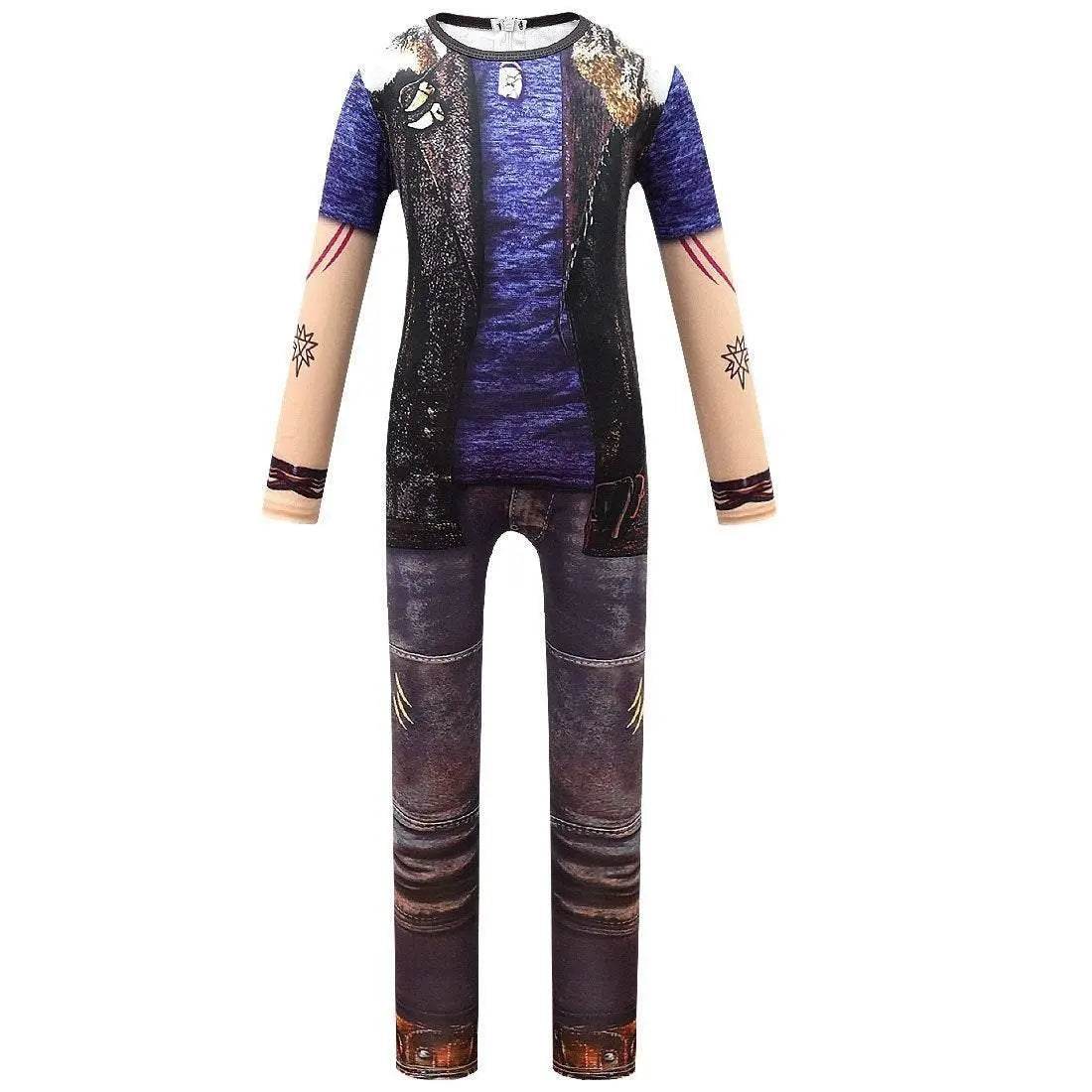 Kids Zombies 2 Werewolf Costumes jumpsuits onesies blue Children Jumpsuit Bodysuit Outfits - Ecosfun