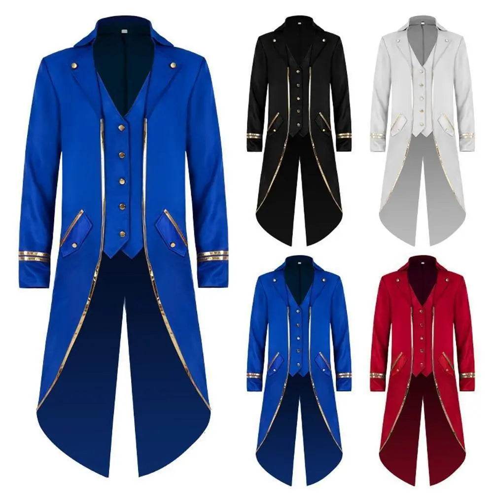 Medieval Steampunk Tailcoat Halloween Costumes Vampire Gothic Jackets Vintage Coat for Men - Ecosfun