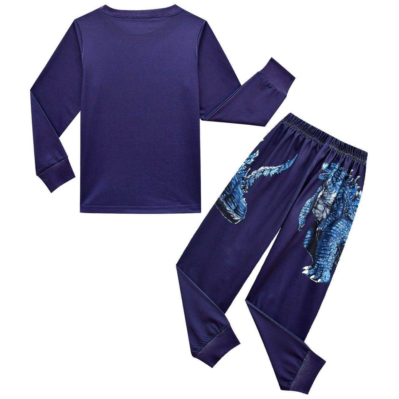 Godzilla Vs Kong Printed Two-piece Boy Long-sleeved Trousers Pajamas - Ecosfun