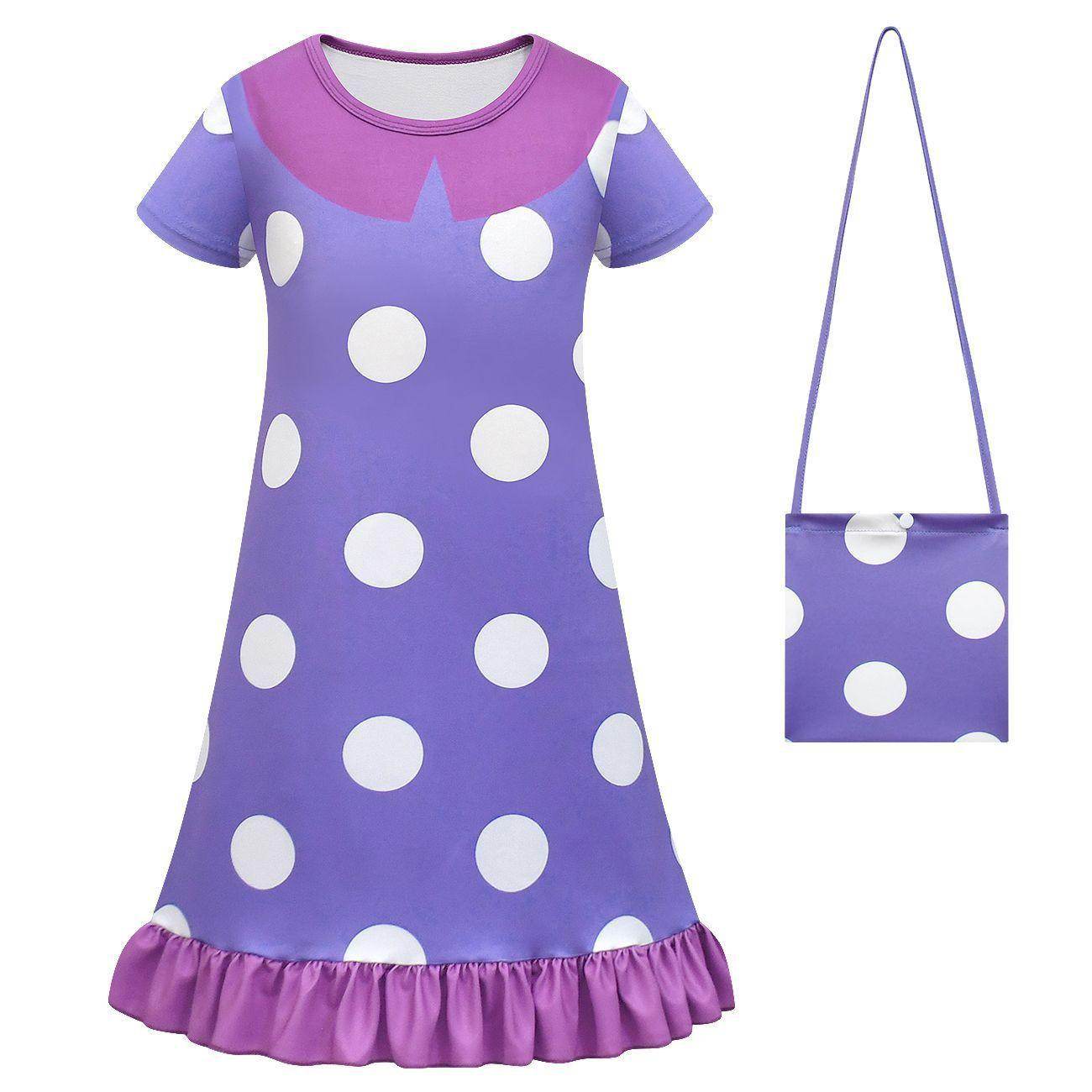 Inside Out Cosplay Costume Ruffle Nightgown for Girls Kids' Homewear Dress with Bag - Ecosfun