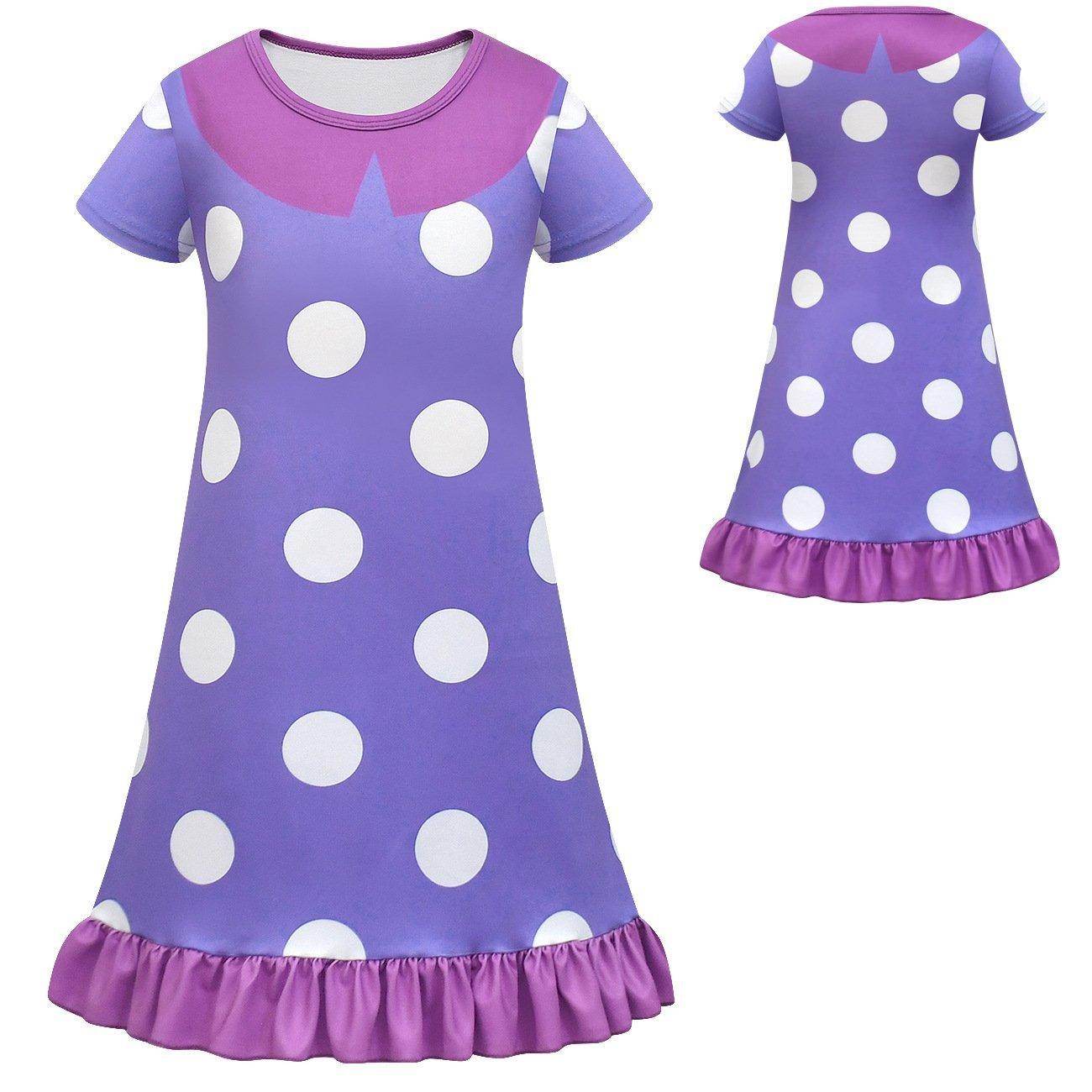 Inside Out Cosplay Costume Ruffle Nightgown for Girls Kids' Homewear Dress with Bag - Ecosfun