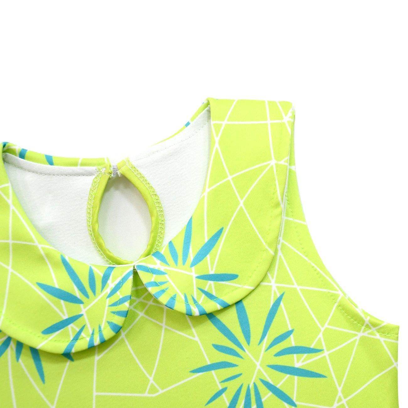 Inside Out Joy Costume Collared Dress for Girls Sleeveless Dress with Bag - Ecosfun