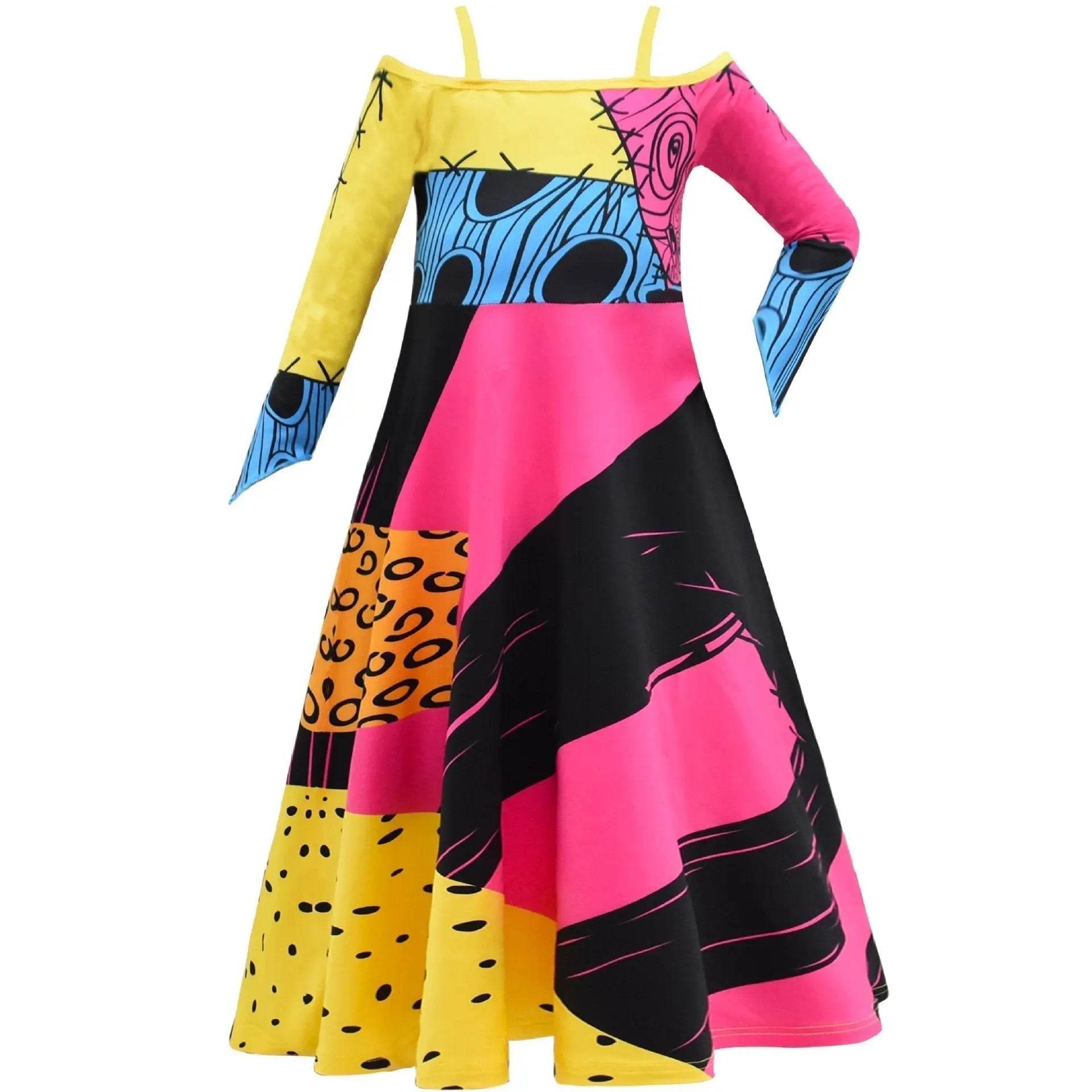 kids girl Sally Costume Party Dress The Nightmare Before Christmas Cosplay Halloween - Ecosfun