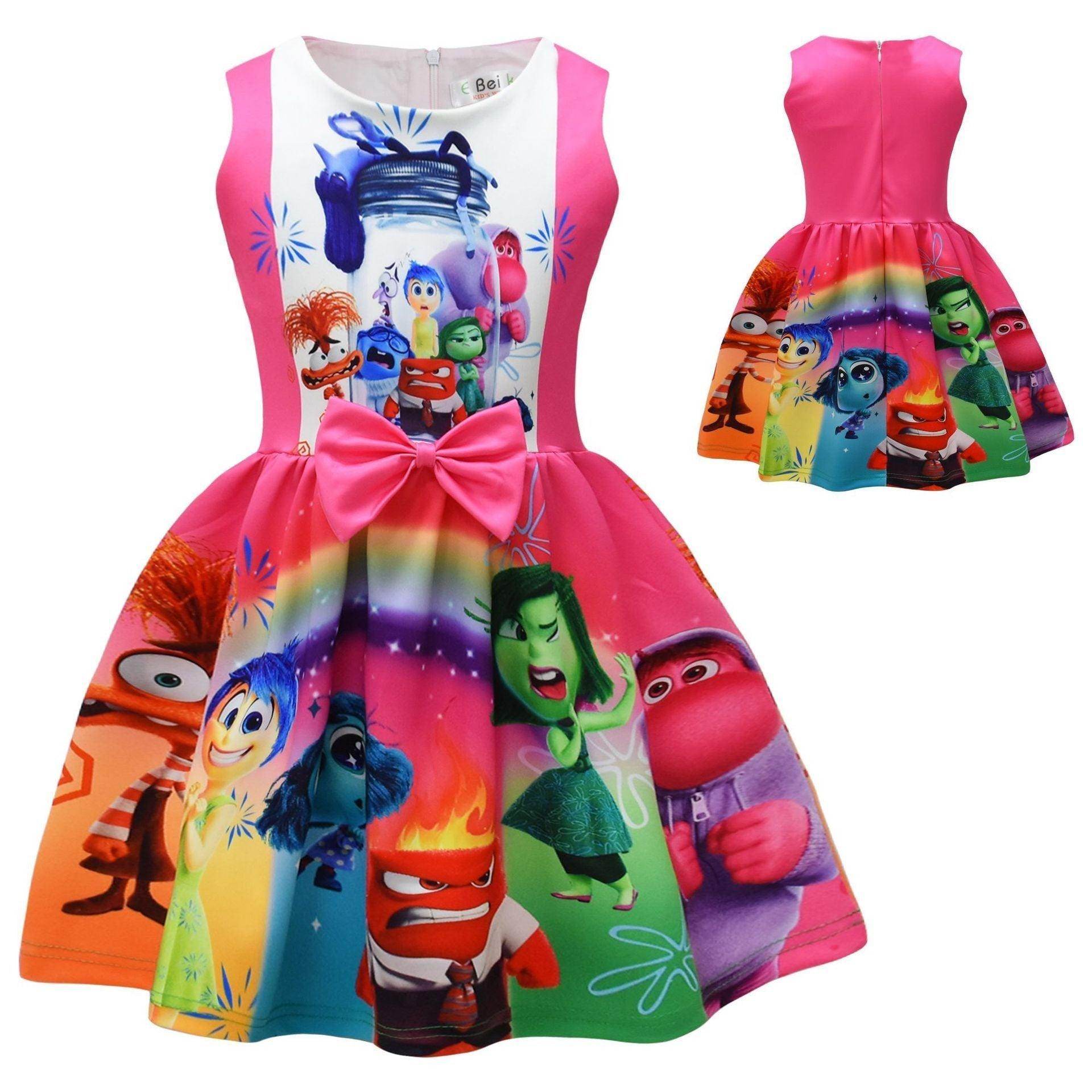 Kids' Inside Out 2 Dress All characters Girls' Movie Costume for Parties and Play - Ecosfun