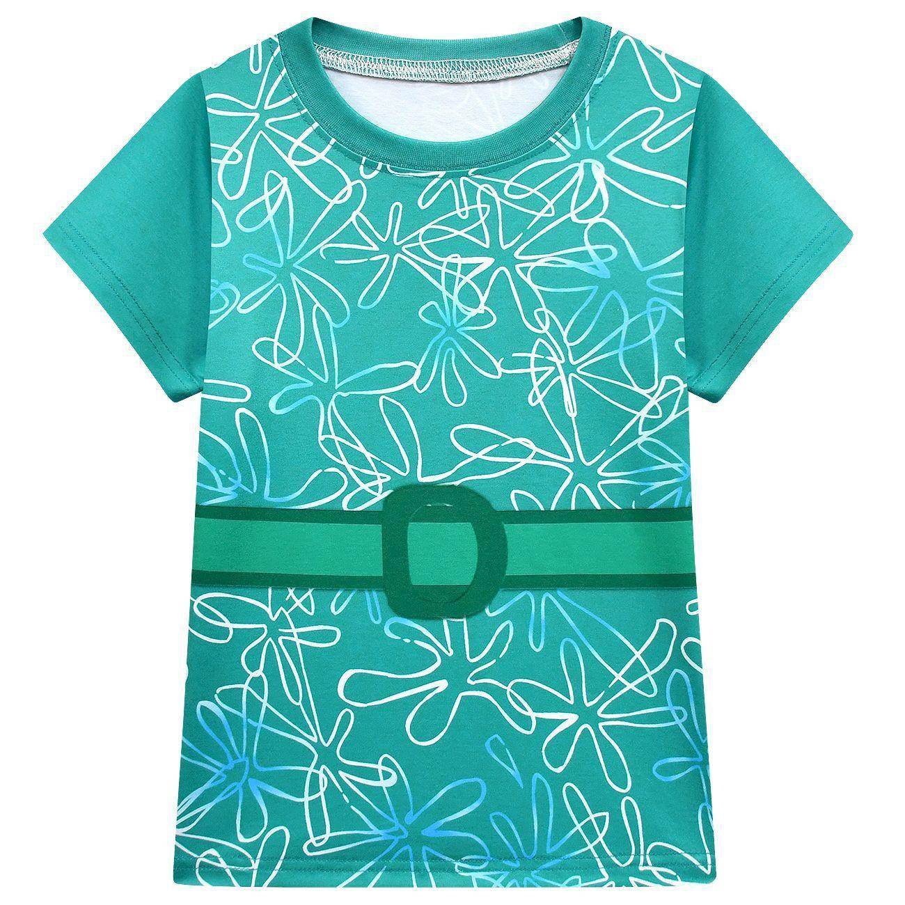 Kids' Inside Out Disgust Cosplay Costume Set Short Sleeve Pleated Dress with Bag - Ecosfun