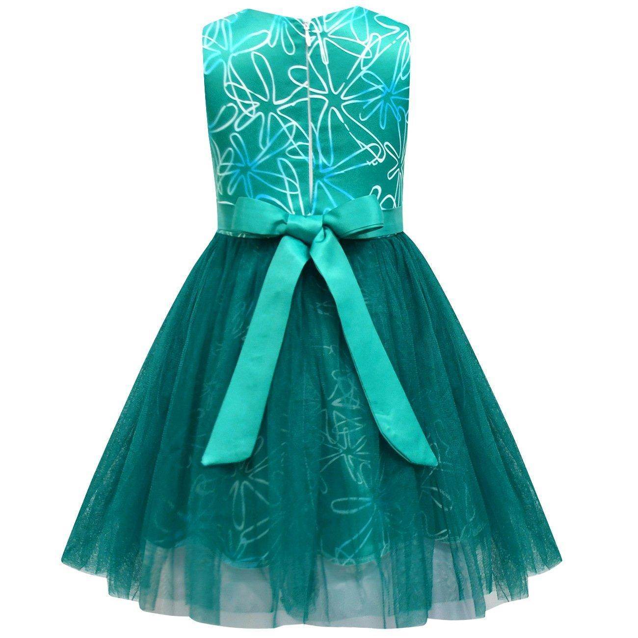 Kids' Inside Out Disgust Tutu Dress Cosplay Princess Gown with Bag and Mask - Ecosfun
