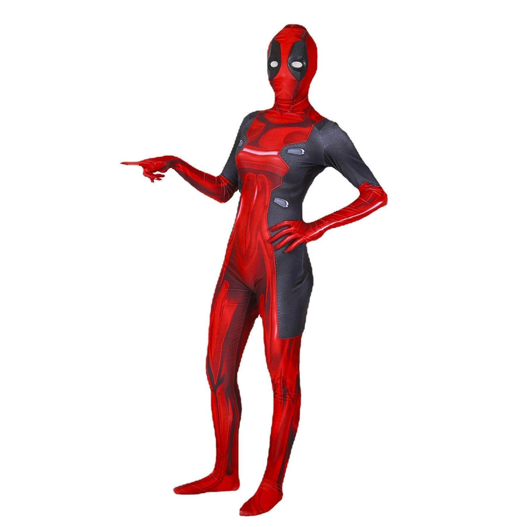 Lady and Men Kids Deadpool 3 Bodysuit Costume 2024 Deadpool Wolverine Red With Mask - Ecosfun