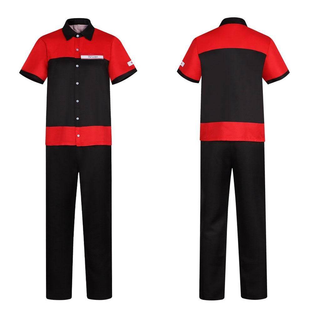 Manny's Burger Shop Clerk Cosplay Costume Bryan Tyler Employee Uniform - Ecosfun