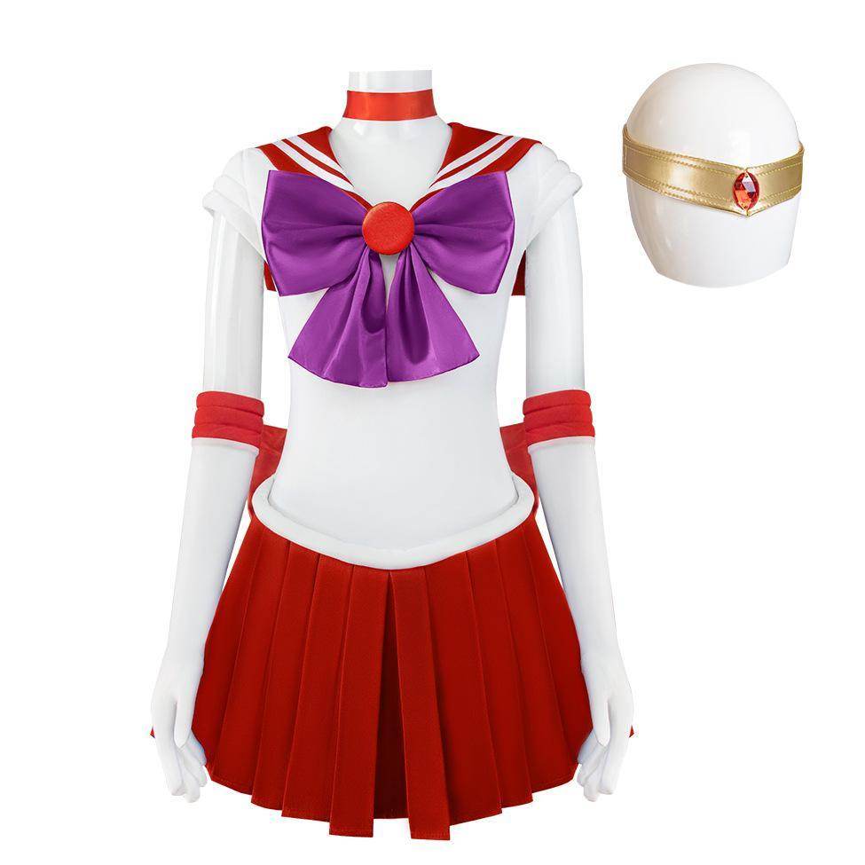Sailor Moon Hino Rei Sailor Mars Cosplay Costume Red Uniform Dress Outfits Halloween - Ecosfun